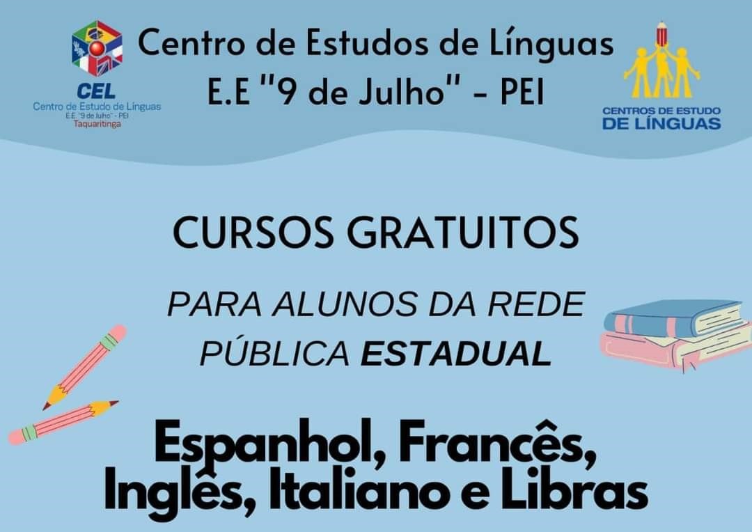 “9 de Julho”: CEL abre inscrições para cursos gratuitos de idiomas em Taquaritinga