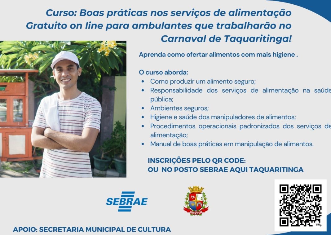 Qualificação: Sebrae oferece curso gratuito para ambulantes que atuarão no Carnaval de Taquaritinga