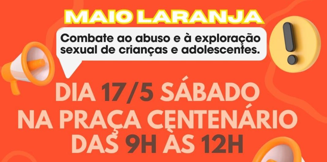 Maio Laranja: Taquaritinga promove ação na Praça Centenário contra o abuso sexual infantil