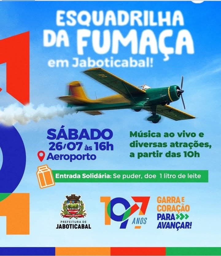 Em Jaboticabal: Esquadrilha da Fumaça fará apresentação inesquecível nos céus neste sábado