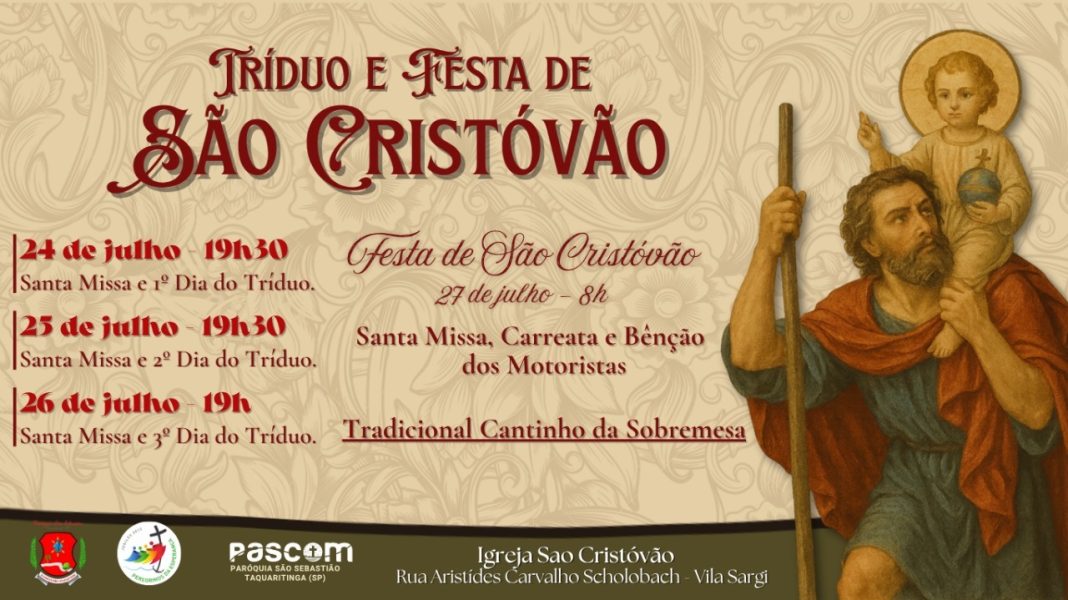 Em Taquaritinga: Tríduo e Festa de São Cristóvão reúne fiéis com missas, carreata e bênção dos motoristas