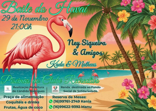 Agito: Baile do Havaí promete agitar Cândido Rodrigues com música e solidariedade