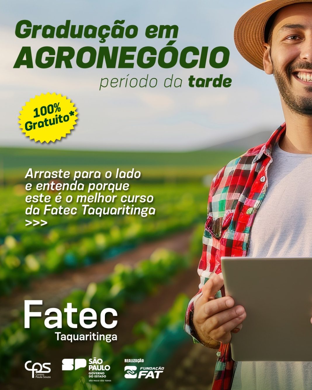 Educação: Fatec Taquaritinga destaca curso gratuito de Agronegócio no período da tarde