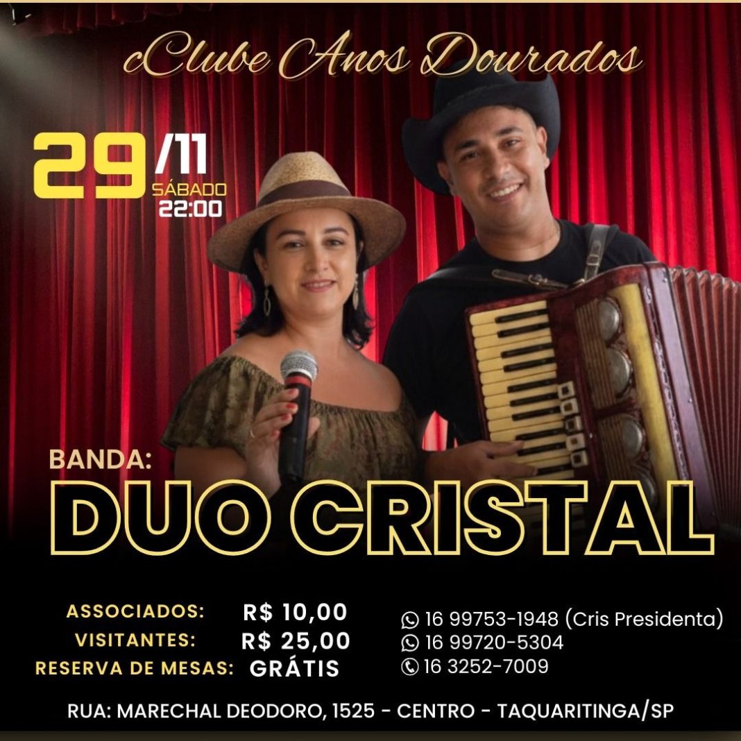 Velha Guarda: Clube Anos Dourados anuncia show do Duo Cristal em noite especial