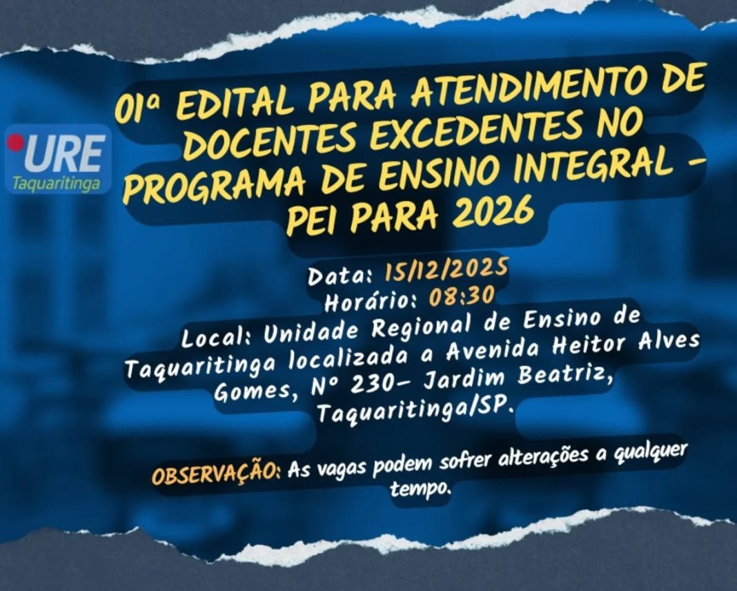 PEI: Educação convoca docentes excedentes para vagas do Ensino Integral ...