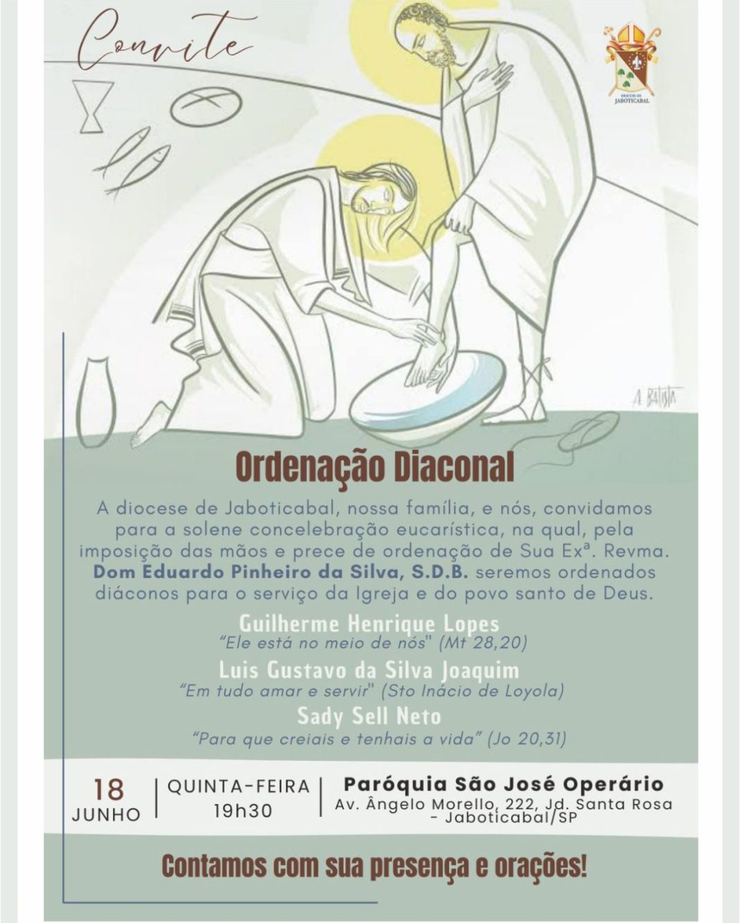 Gente nossa: Três jovens de Taquaritinga serão ordenados diáconos em celebração na Diocese de Jaboticabal