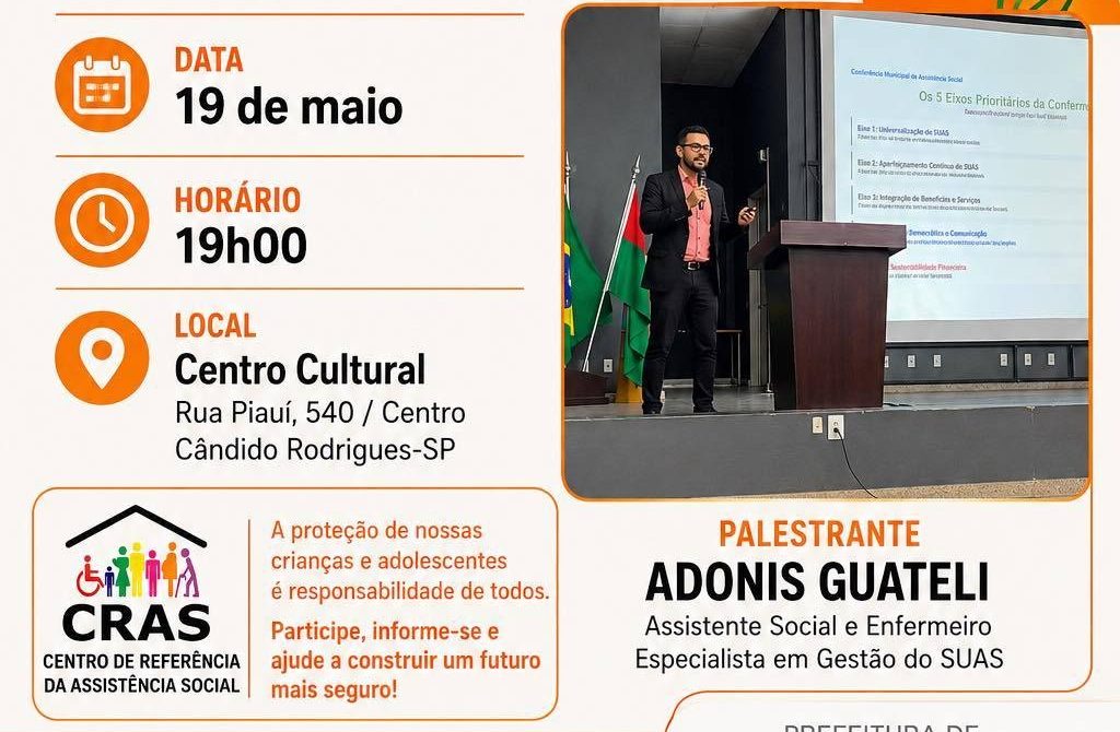 Fortalecimento: Palestra em Cândido Rodrigues reforça mobilização do Maio Laranja no combate à exploração sexual infantil