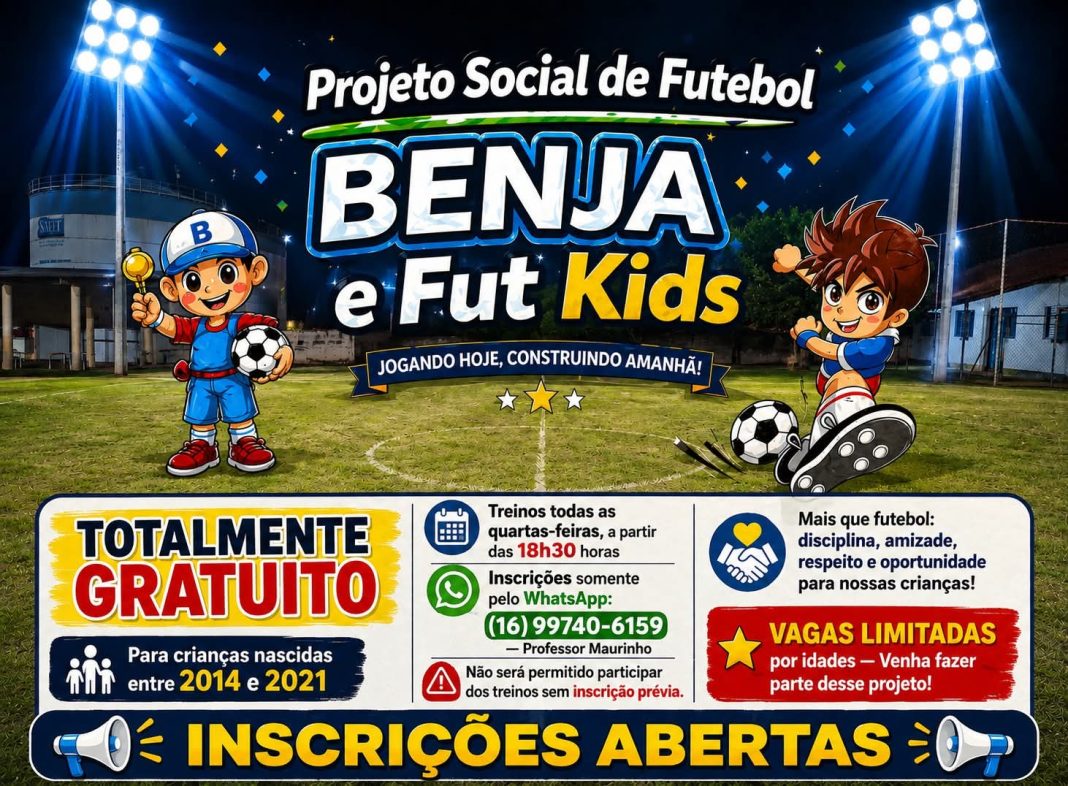 Em Taquaritinga: Projeto social “Benja e Fut Kids” abre inscrições gratuitas para crianças