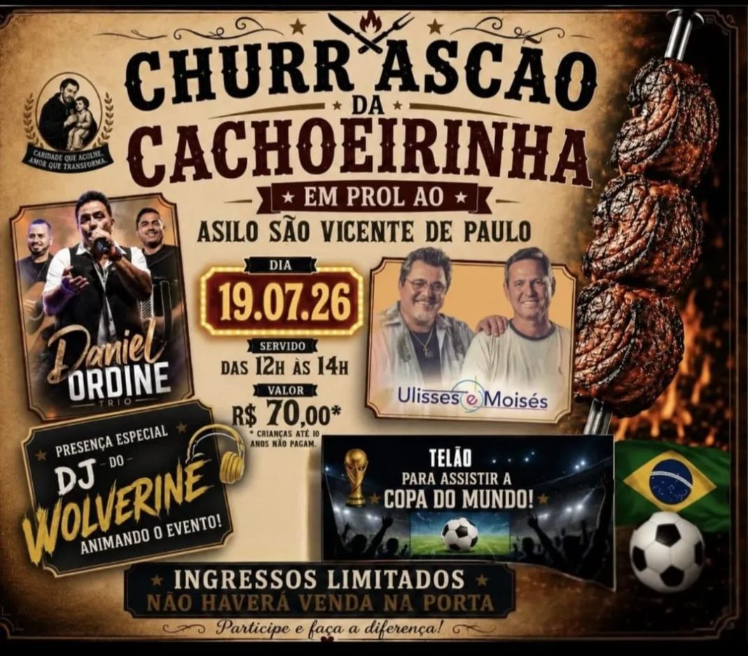 Evento beneficente: Churrascão da Cachoeirinha confirma atrações musicais e reforça apoio ao Asilo São Vicente de Paulo