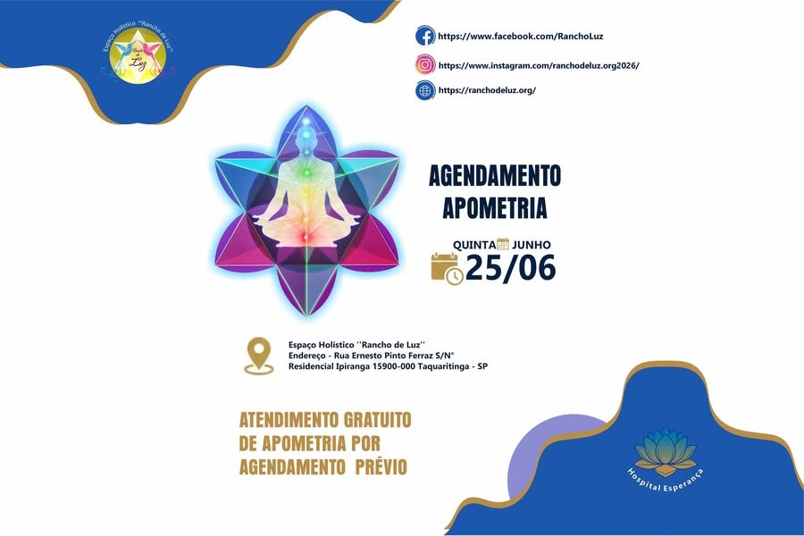 Rancho de Luz: Espaço Holístico realiza atendimento gratuito de apometria mediante agendamento prévio