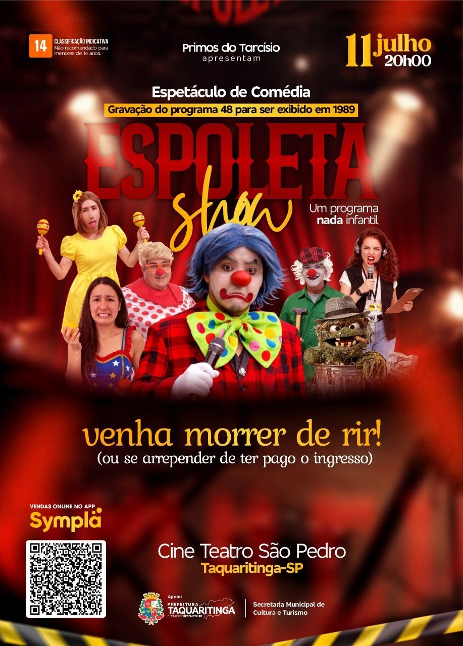Cultura: Primos do Tarcísio apresentam Espoleta Show no Cine Teatro São Pedro em Taquaritinga