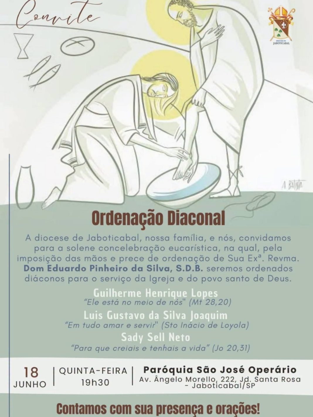 Gente nossa: Três jovens taquaritinguenses serão ordenados diáconos em celebração da Diocese de Jaboticabal