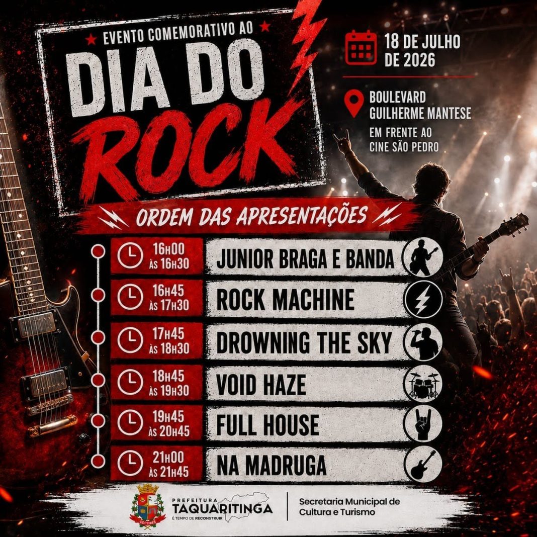 Em Taquaritinga: Dia do Rock terá seis bandas e mais de cinco horas de música ao vivo