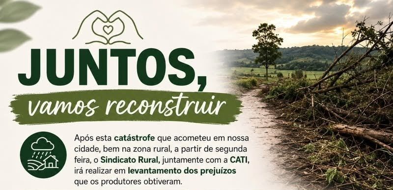 Em Taquaritinga: Sindicato Rural inicia levantamento de prejuízos causados por desastre e mobiliza produtores para solicitação de recursos emergenciais