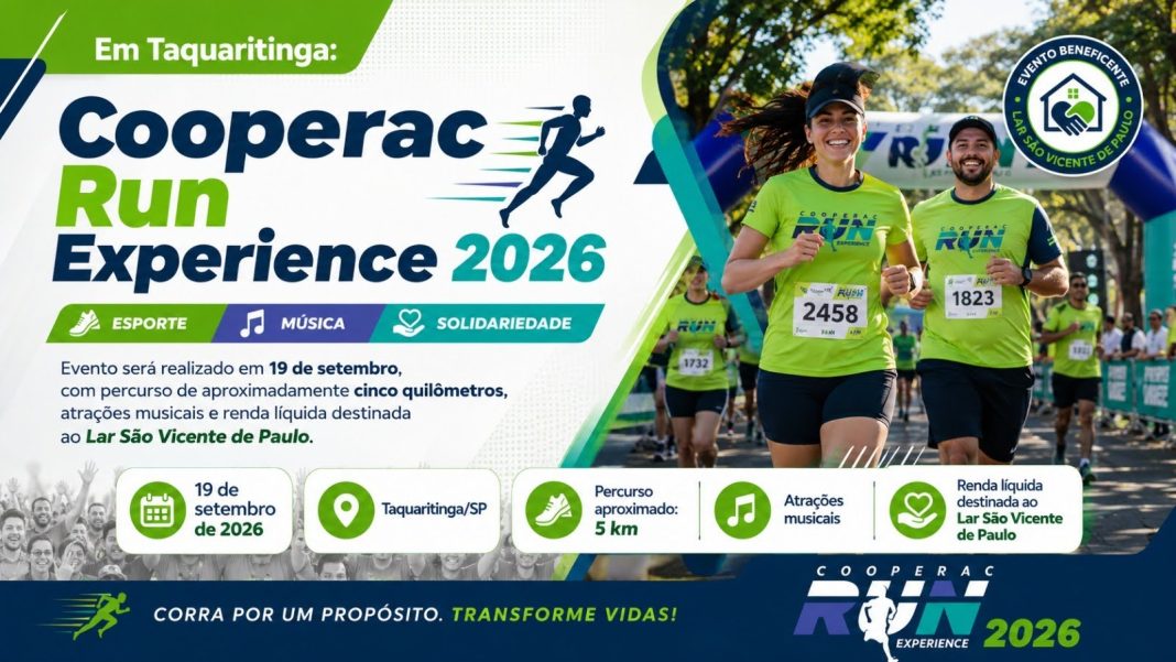 Em Taquaritinga: Cooperac Run Experience 2026 une esporte, música e solidariedade