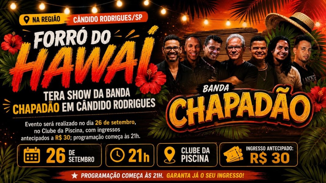 Na região: Forró do Hawaí terá show da Banda Chapadão em Cândido Rodrigues