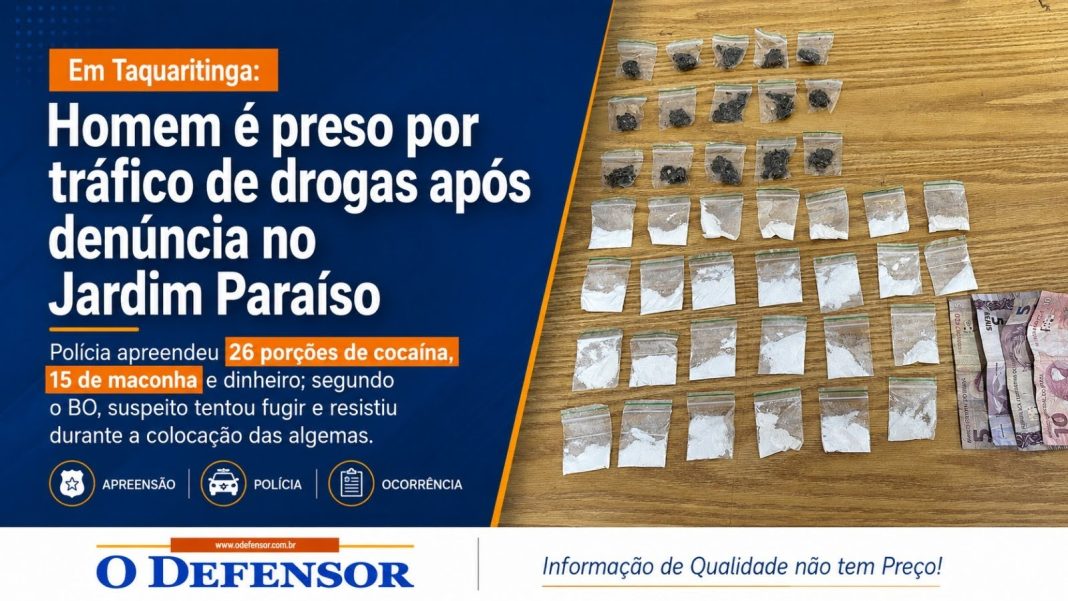 Em Taquaritinga: Homem é preso por tráfico de drogas após denúncia no Jardim Paraíso
