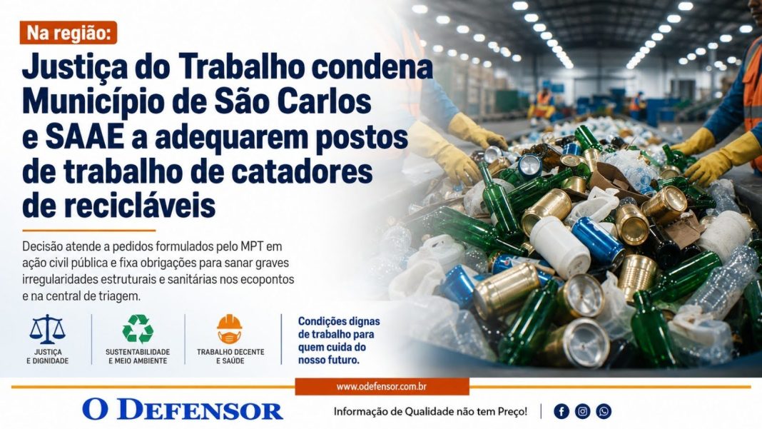 Na região: Justiça do Trabalho condena Município de São Carlos e SAAE a adequarem postos de trabalho de catadores de recicláveis