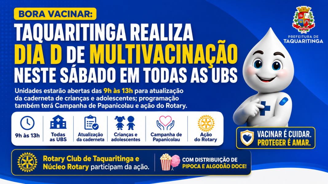 Bora vacinar: Taquaritinga realiza Dia D de Multivacinação neste sábado em todas as UBS