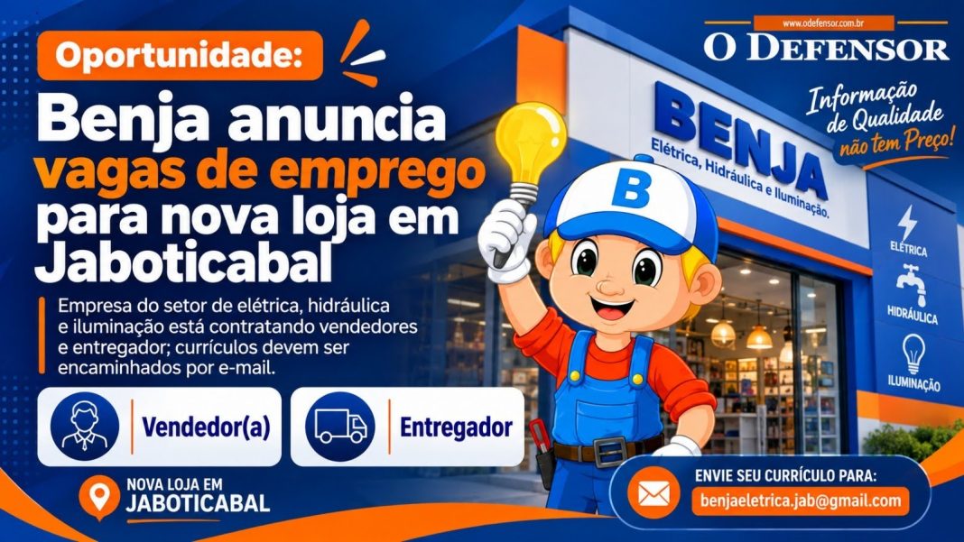 Oportunidade: Benja anuncia vagas de emprego para nova loja em Jaboticabal