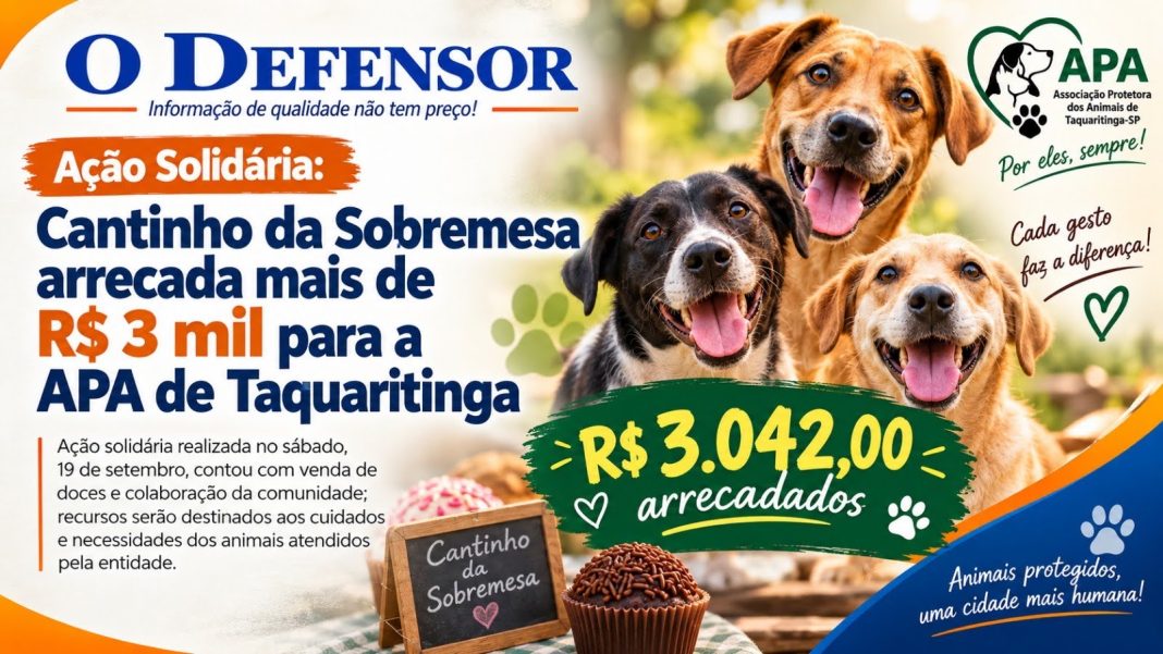 Ação Solidária: Cantinho da Sobremesa arrecada mais de R$ 3 mil para a APA de Taquaritinga