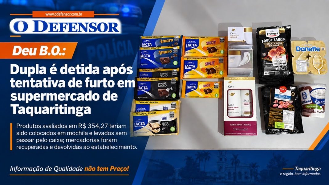 Deu B.O.: Dupla é detida após tentativa de furto em supermercado de Taquaritinga