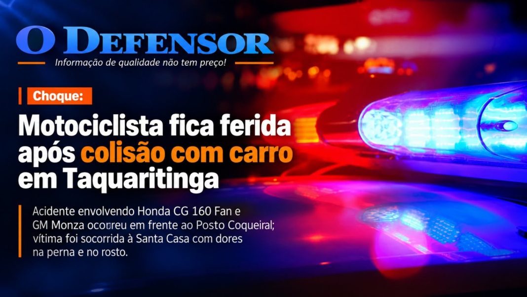 Choque: Motociclista fica ferida após colisão com carro em Taquaritinga
