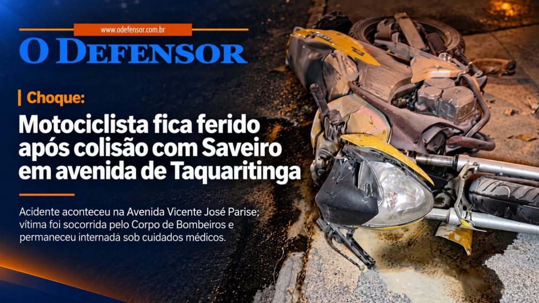 Choque: Motociclista fica ferido após colisão com Saveiro em avenida de Taquaritinga