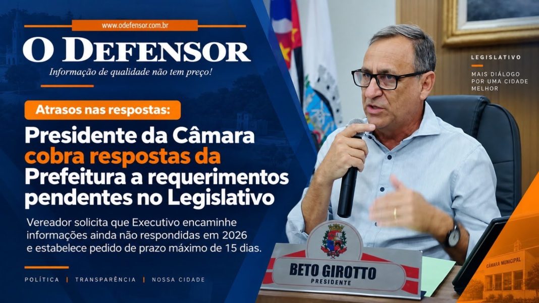 Atrasos nas respostas: Presidente da Câmara cobra respostas da Prefeitura a requerimentos pendentes no Legislativo