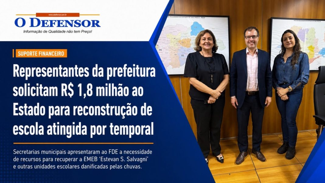 Suporte financeiro: Representantes da prefeitura solicitam R$ 1,8 milhão ao Estado para reconstrução de escola atingida por temporal