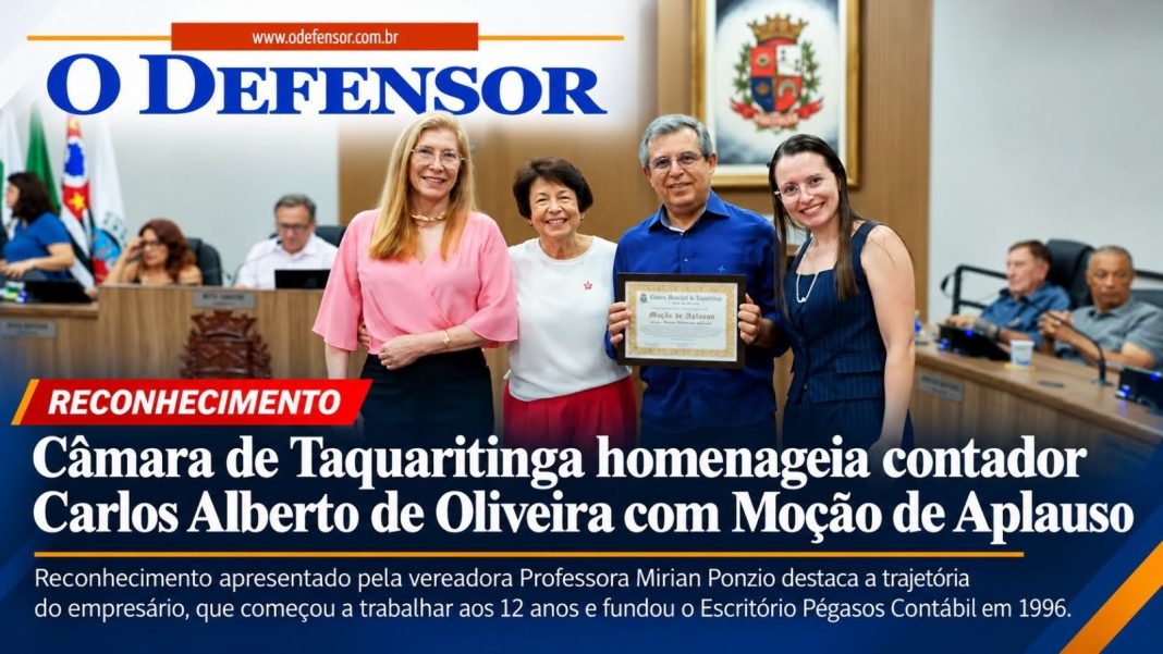 Reconhecimento: Câmara de Taquaritinga homenageia contador Carlos Alberto de Oliveira com Moção de Aplauso