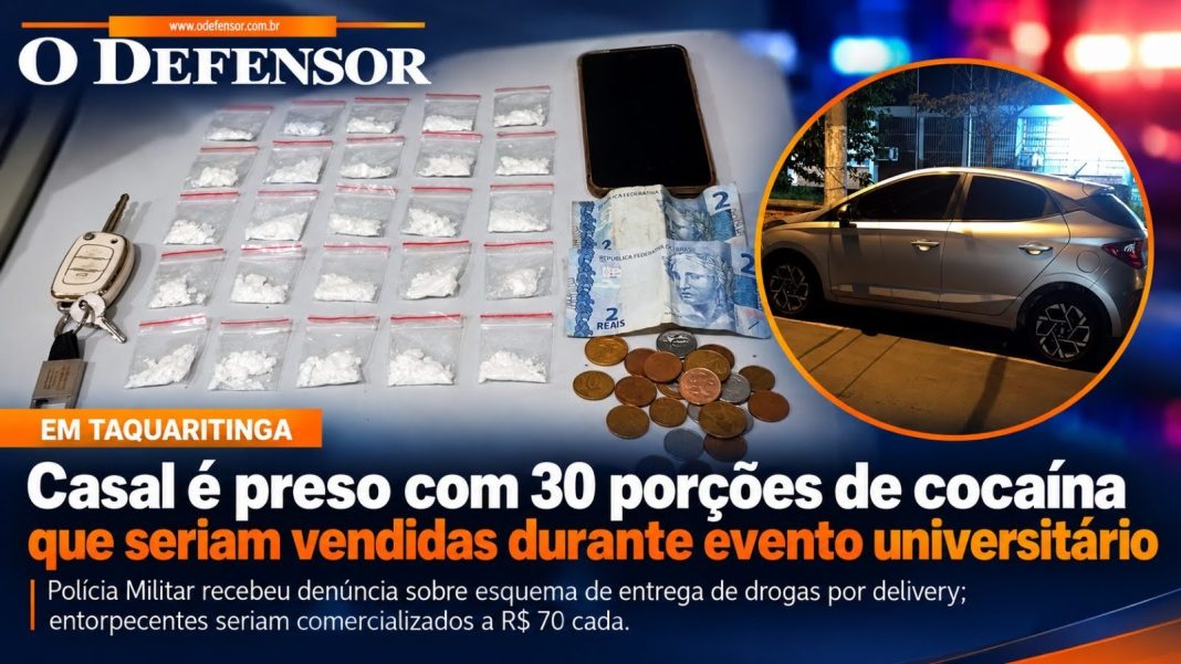 Em Taquaritinga: Casal é preso com 30 porções de cocaína que seriam vendidas durante evento universitário