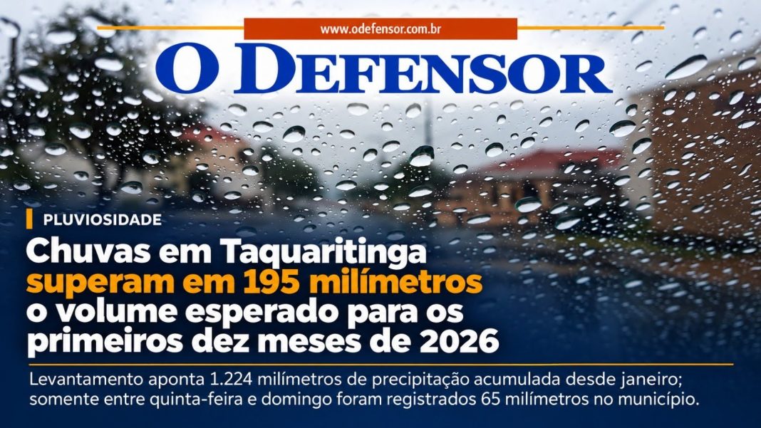 Pluviosidade: Chuvas em Taquaritinga superam em 195 milímetros o volume esperado para os primeiros dez meses de 2026