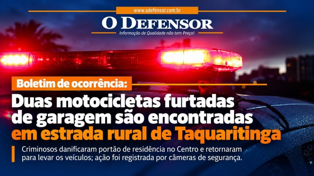 Boletim de ocorrência: Duas motocicletas furtadas de garagem são encontradas em estrada rural de Taquaritinga