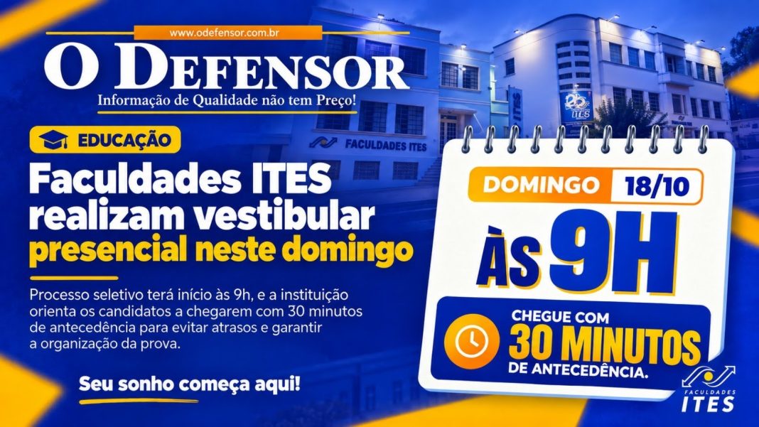 Educação: Faculdades ITES realizam vestibular presencial neste domingo