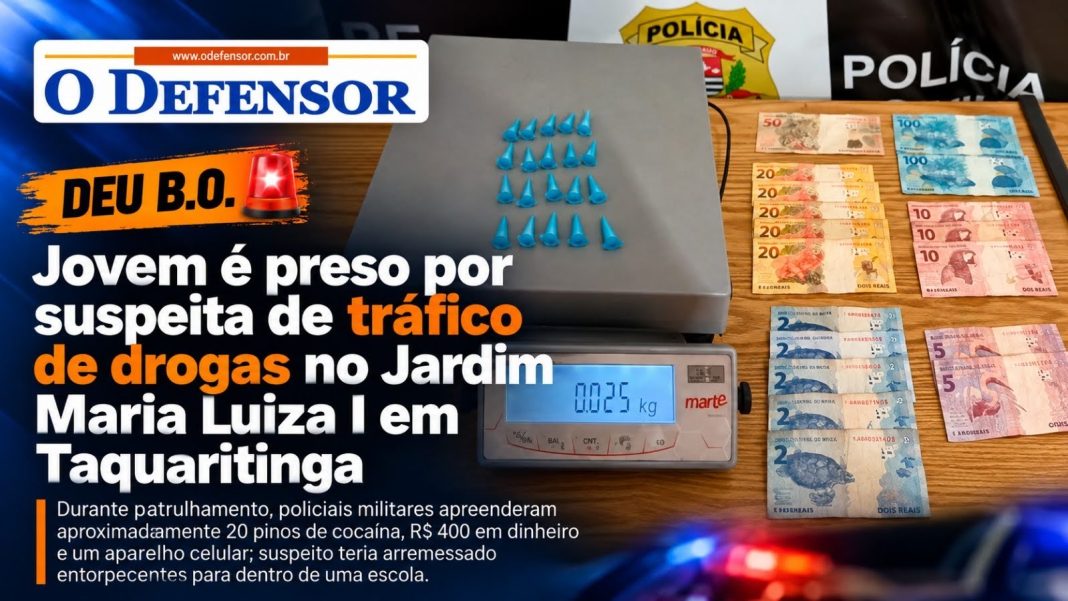 Deu B.O.: Jovem é preso por suspeita de tráfico de drogas no Jardim Maria Luiza I em Taquaritinga