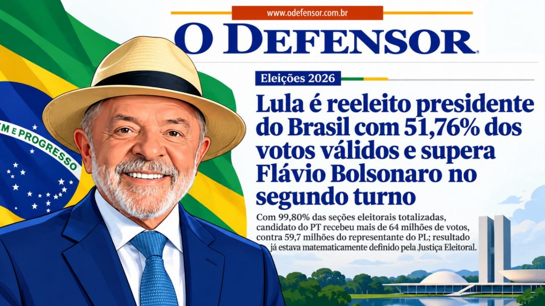 Eleições 2026: Lula é reeleito presidente do Brasil com 51,76% dos votos válidos e supera Flávio Bolsonaro no segundo turno