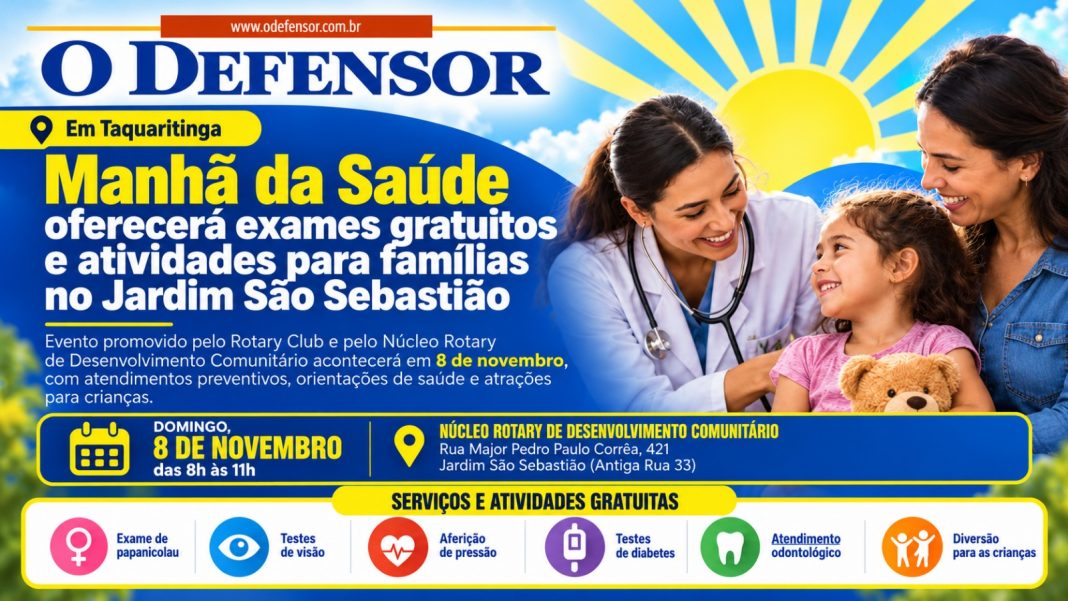 Em Taquaritinga: Manhã da Saúde oferecerá exames gratuitos e atividades para famílias no Jardim São Sebastião