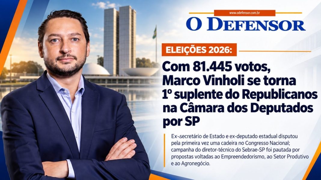 Eleições 2026: Com 81.445 votos, Marco Vinholi se torna 1º suplente do Republicanos na Câmara dos Deputados por SP