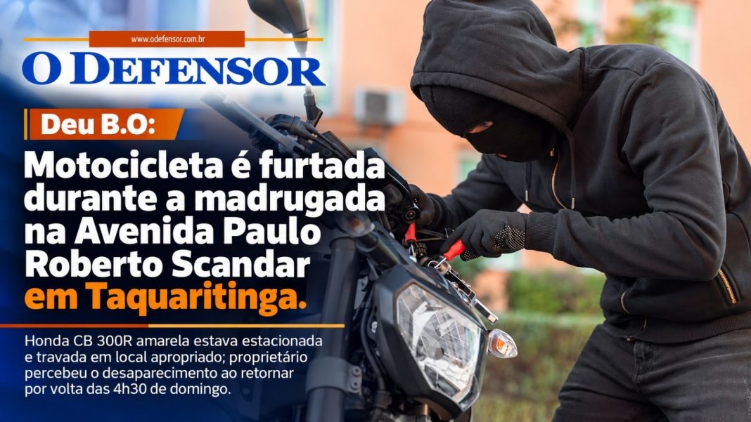 Deu B.O: Motocicleta é furtada durante a madrugada na Avenida Paulo Roberto Scandar em Taquaritinga