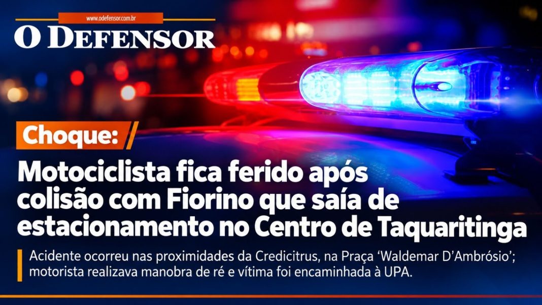 Choque: Motociclista fica ferido após colisão com Fiorino que saía de estacionamento no Centro de Taquaritinga