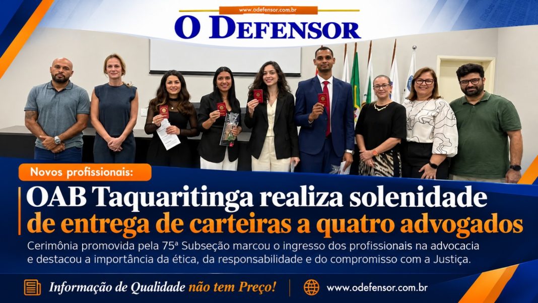 Novos profissionais: OAB Taquaritinga realiza solenidade de entrega de carteiras a quatro advogados