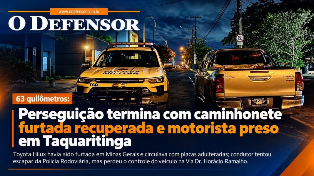 63 quilômetros: Perseguição termina com caminhonete furtada recuperada e motorista preso em Taquaritinga