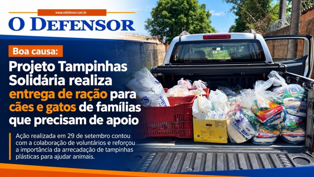 Boa causa: Projeto Tampinhas Solidária realiza entrega de ração para cães e gatos de famílias que precisam de apoio
