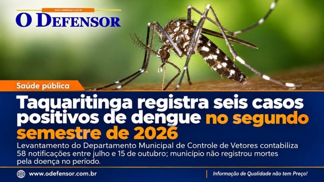 Saúde pública: Taquaritinga registra seis casos positivos de dengue no segundo semestre de 2026