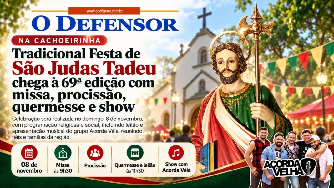 Na Cachoeirinha: Tradicional Festa de São Judas Tadeu chega à 69ª edição com missa, procissão, quermesse e show