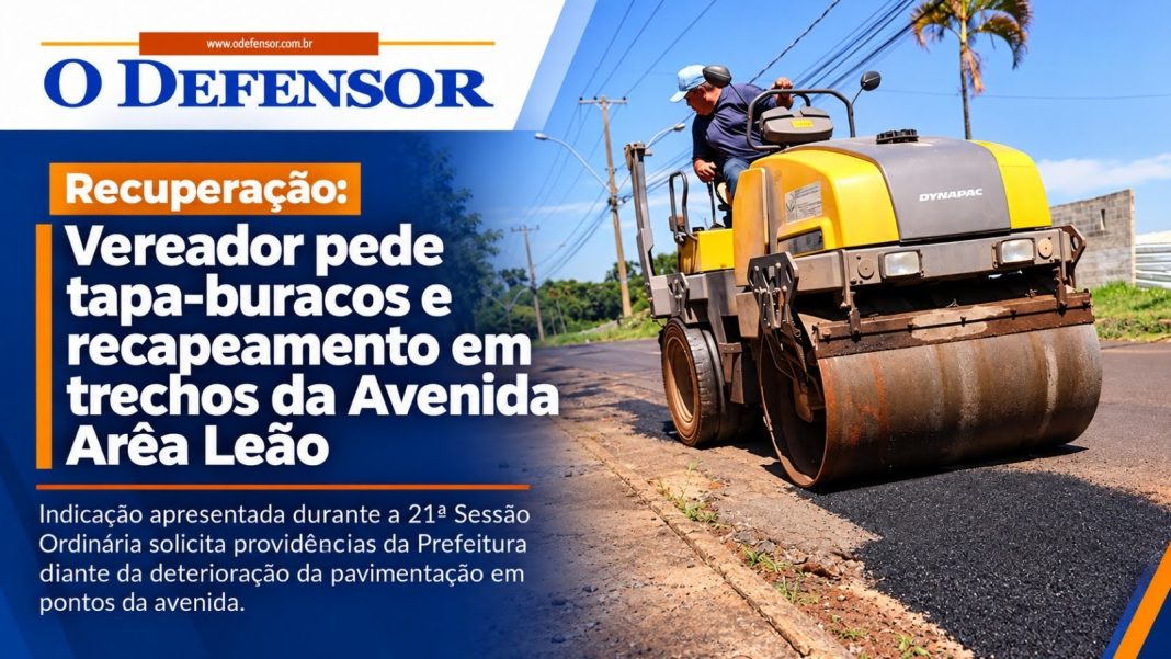 Recuperação: Vereador pede tapa-buracos e recapeamento em trechos da Avenida Arêa Leão