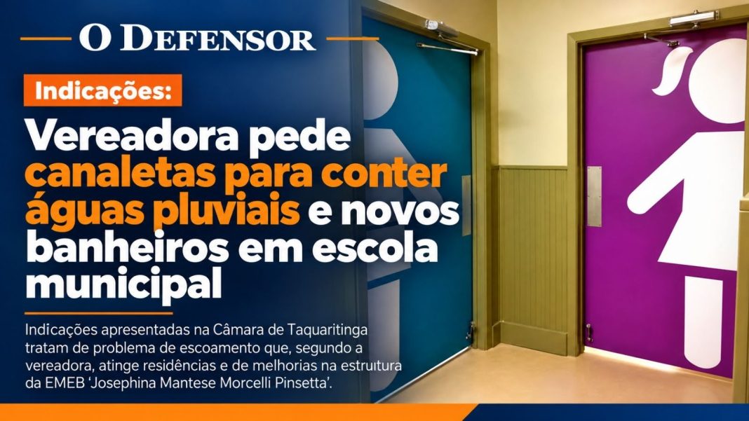 Indicações: Vereadora pede canaletas para conter águas pluviais e novos banheiros em escola municipal